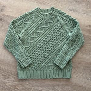 St. John's Bay womens Green Cable Knit Sweater Petite Small PS